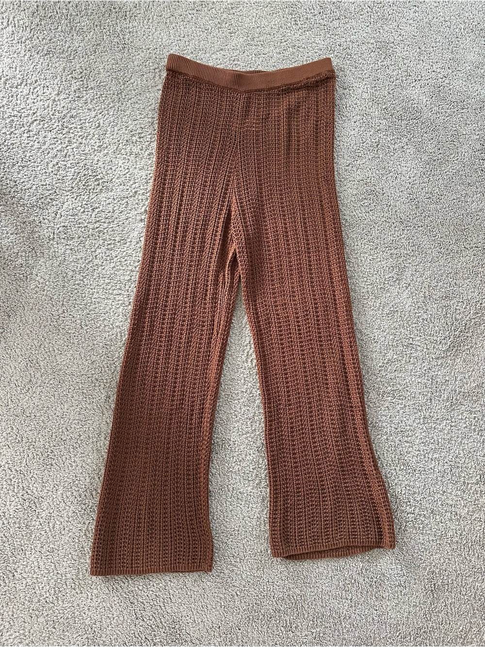 Kittenish Brown Crochet Boho Pants - Swimsuit Cover Up - Size XL